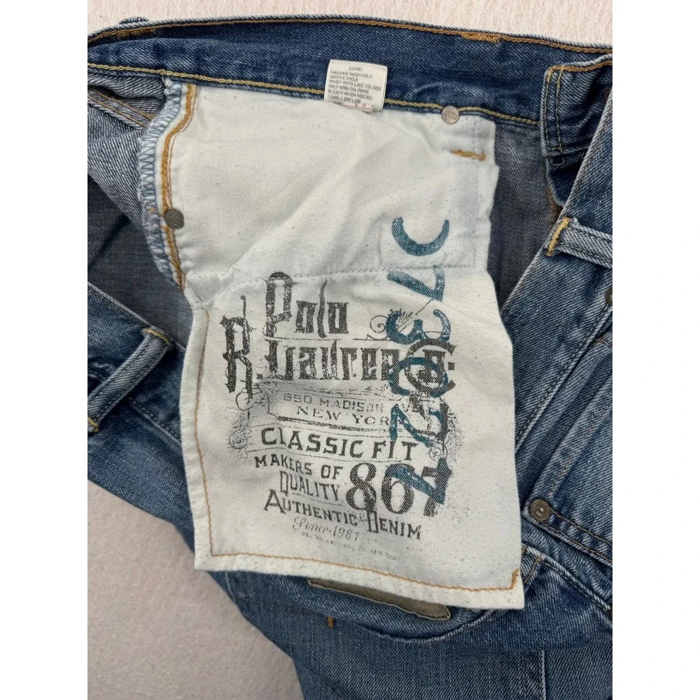Polo Ralph Lauren Mens Classic Fit S67 Blue Denim Jeans 36x36 Tall Retro